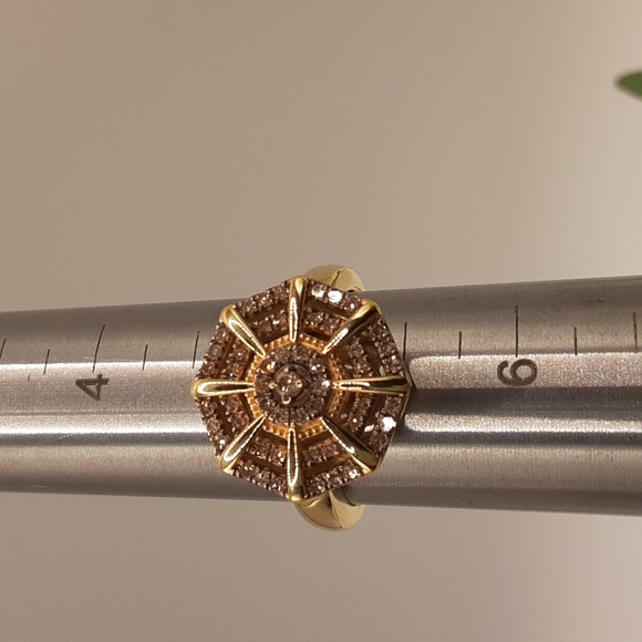 Yellow Gold Over 925, Genuine Champagne Diamond Ring. - Picture 5 of 5